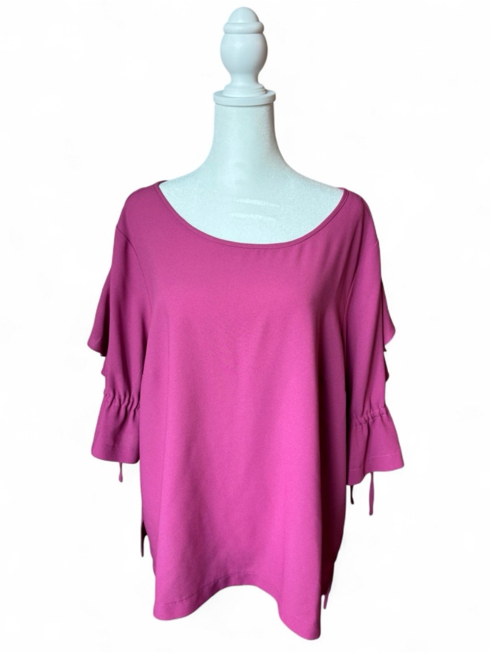 1.STATE Pink Ruffle Sleeve with Keyhole Blouse XL